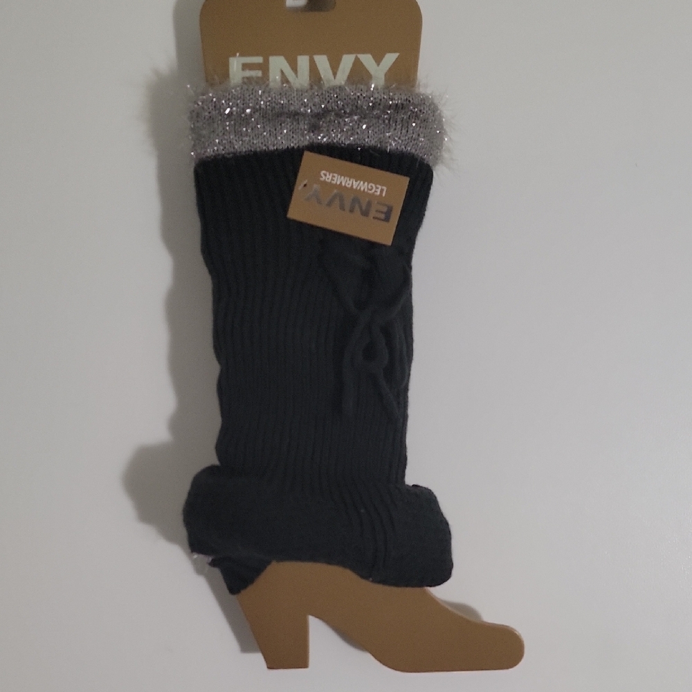 🆕️ Envy Black Legwarmers with Silver Trim